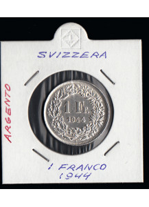 1944 - SVIZZERA 1 Franc  Argento Standing Helvetia Spl+